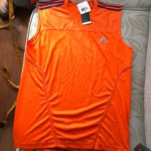 NWT Men’s Adidas Orange with Blue Stripes Tank Top Size M